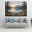 Tableau mural en verre trempé au coucher du soleil sur le lac alpin-442841529
