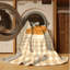 Tapis abstrait moderne et contemporain lavable à la machine Tysen Thanksgiving en brun - reliure beige-965799632