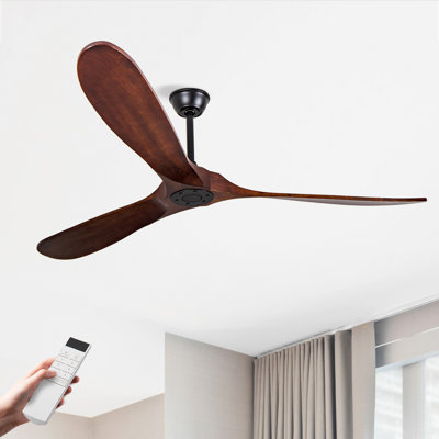 Ventilateur de plafond 72 po en bois massif avec télécommande 