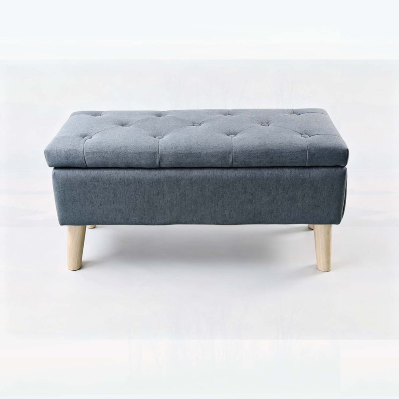 Banc avec repose-pieds de 32 po de large avec plateau intégré, repose-pieds carré rembourré pour un rangement supplémentaire et une vie moderne