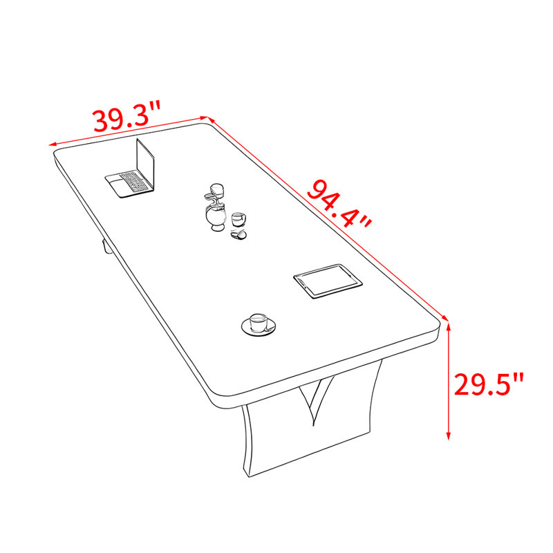 Table de salle à manger moderne et simple en bois massif, H 29,5 po x L 94,4 po x l 39,3 po