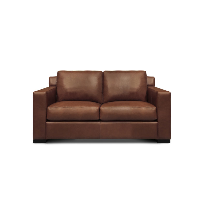 Causeuse à accoudoir carré large 64 "en cuir Linzy