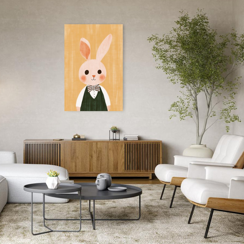 Dapper Bunny Portrait Contemporary Rabbit Forest Wall Art Print 1 Piece Wrapped Canvas Wall Art, 121.92cm H x 81.28cm W