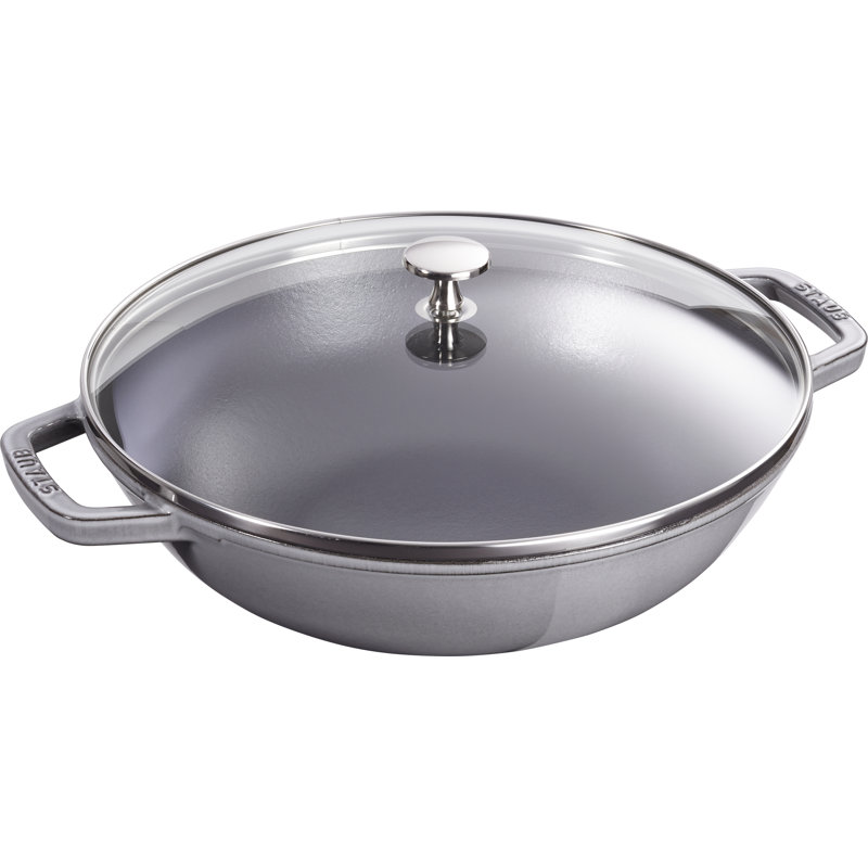 STAUB Cast Iron Non-Stick Wok, Grey, 30cm