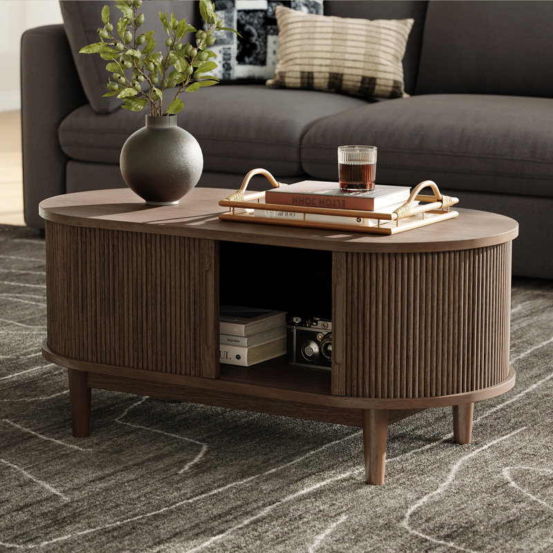 Imboden 3-Piece Flute Living Room Table Set , Brown Wood