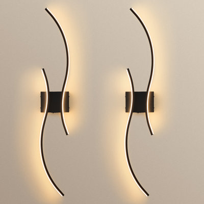 Battery Operated LED Wall Sconces with Remote Control, Stepless Colors 3000K-6000K/  Dimmable/ Memory/ Timer/ Night-Light, 39 In, 2-Pack