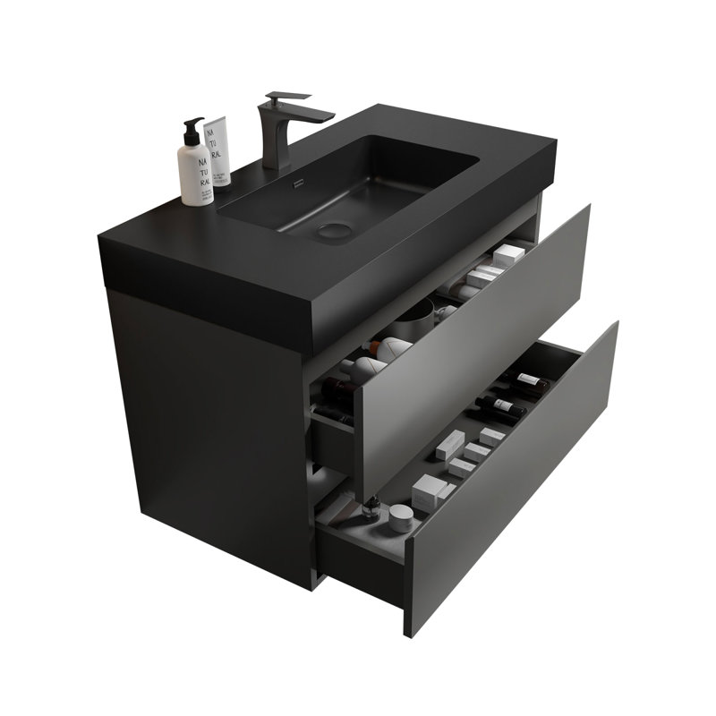35.8'' Single Bathroom Vanity with Plastic Top