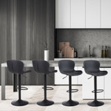 Illyas Swivel Upholstered Adjustable Height Counter Stool with Metal Frame