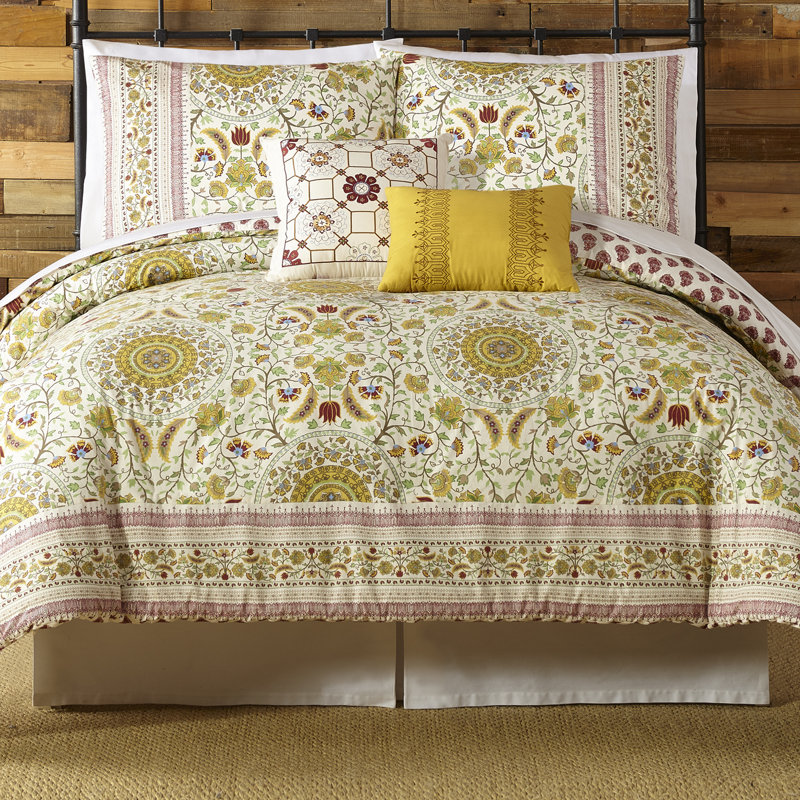 Joanne King Cotton Reversible Bedspread Set in Red and Yellow