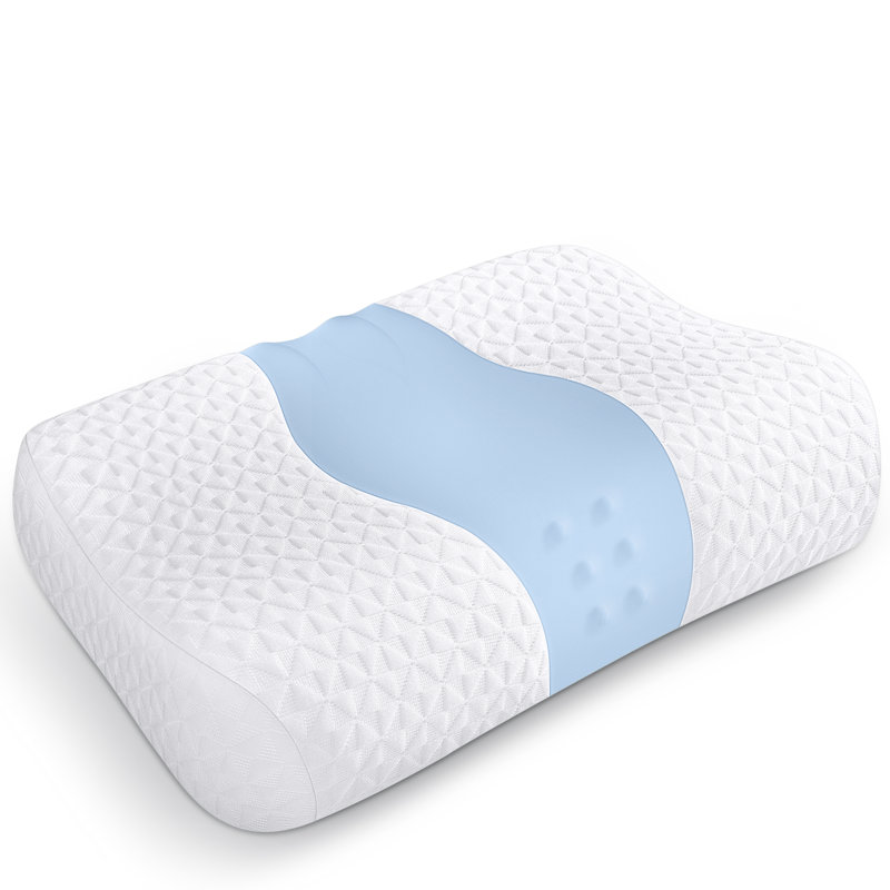 Cooling Ergonomic Contour Memory Foam Pillows, Blue