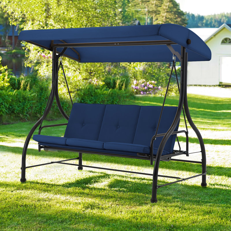 3 Person Porch Swing with Canopy, Blue