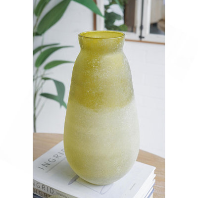 Vase en verre D6.5x12.5 ", vert