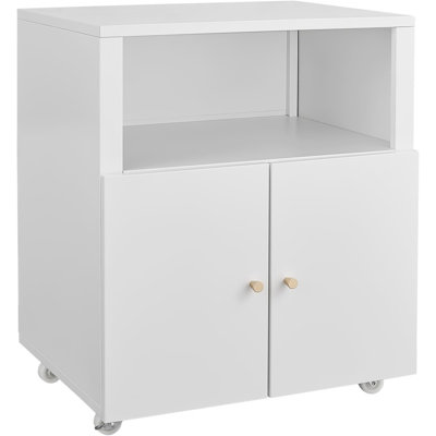 Metal Printer Stand with Storage Shelf, 3D Printer Cabinet on Wheels with Doors, Heavy Duty Under Desk File Cabinet for Home Office and Small Spaces by Orren Ellis