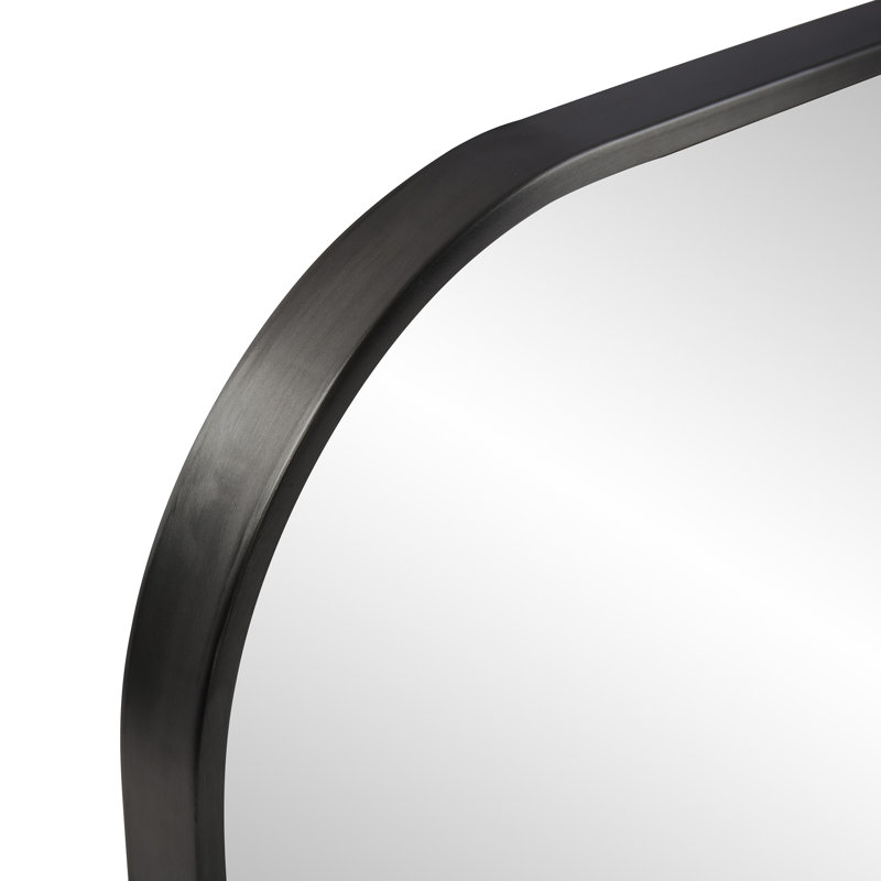 Miroir décoratif moderne et contemporain Ovella, Noir brossé