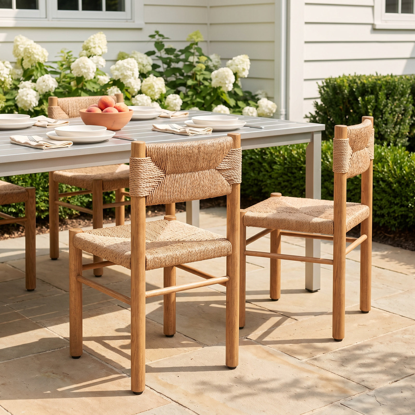 Iska Outdoor Premium All-Weather Wicker Outdoor Dining Side Chair, Natural