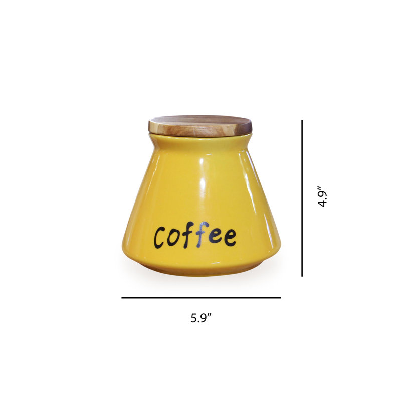 Ensemble de 3 pots à café, thé et sucre en céramique, Jaune