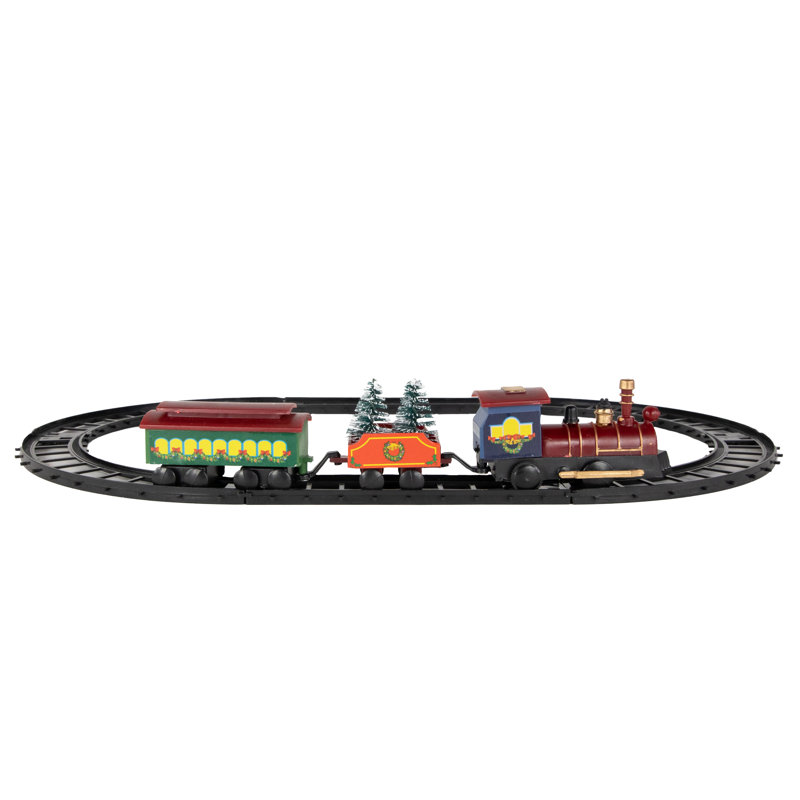 Ensemble de train animé de Noël transportant des pins givrés - 9 pièces
