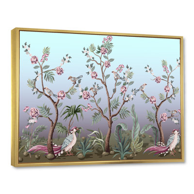 " Chinoiserie With Birds And Peonies II " Painting Print