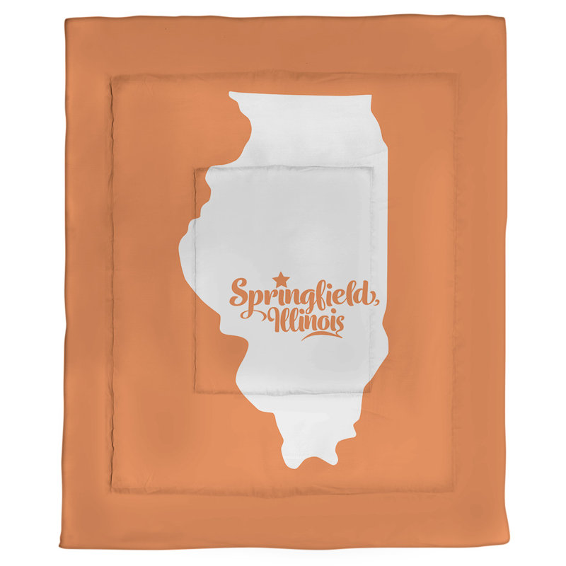 Illinois Modern & Contemporary Percale Comforter, Queen Comforter, Orange