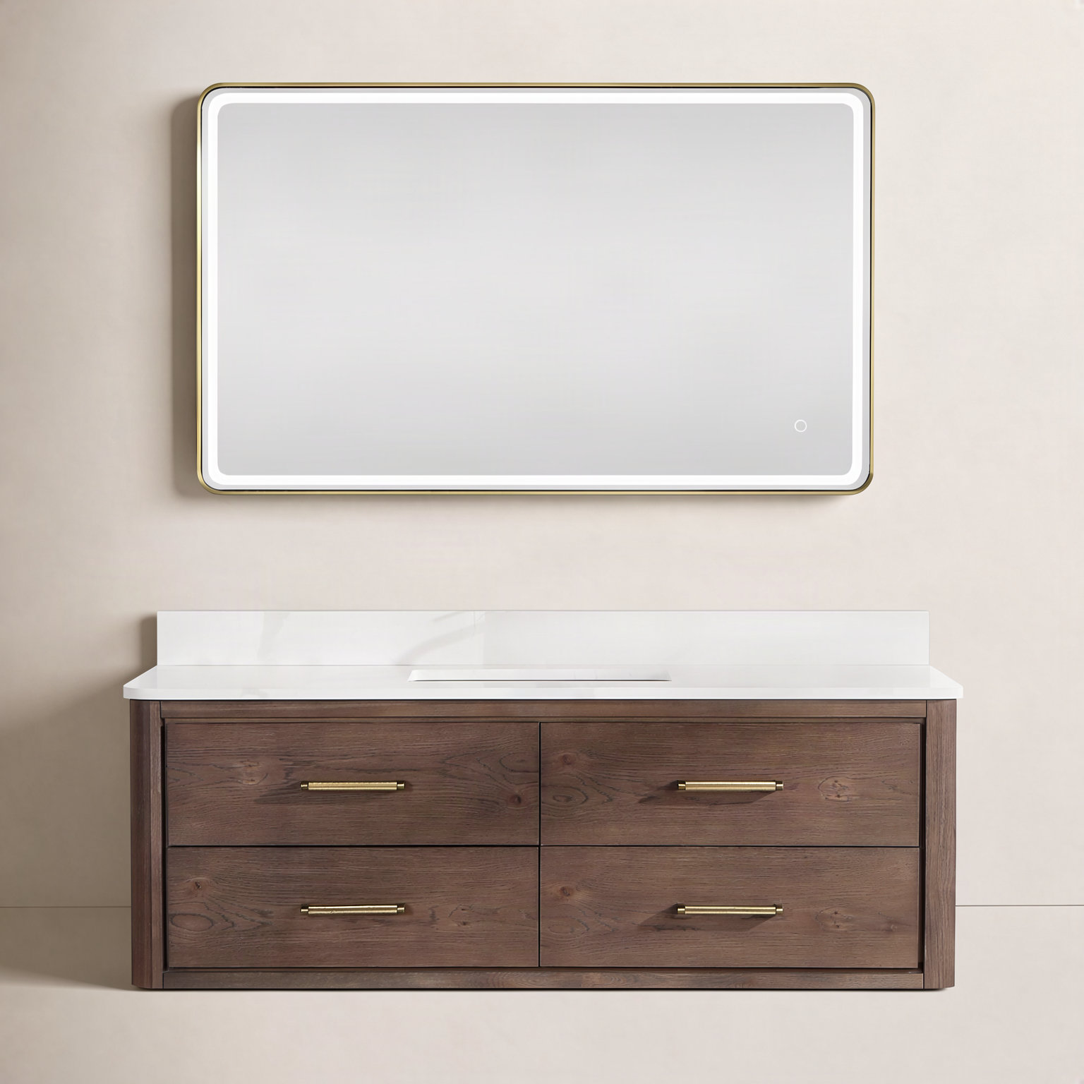 Cristo Single Bathroom Vanity, Dark Brown Oak, 55"