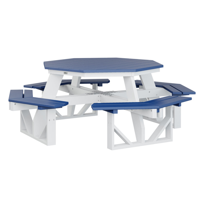 Table de pique-nique Ada, H 29 po x L 85 po x l 85 po, Bleu pacifique / Blanc