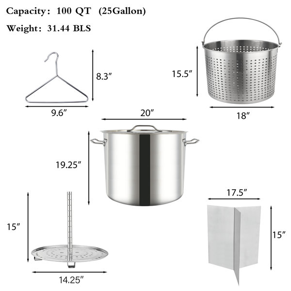 Arc 6 Quart Stainless Steel Stock Pot, Soup Pot with Glass Lid, Nonstick Boiling Sauce Pot AFH-SP06Q