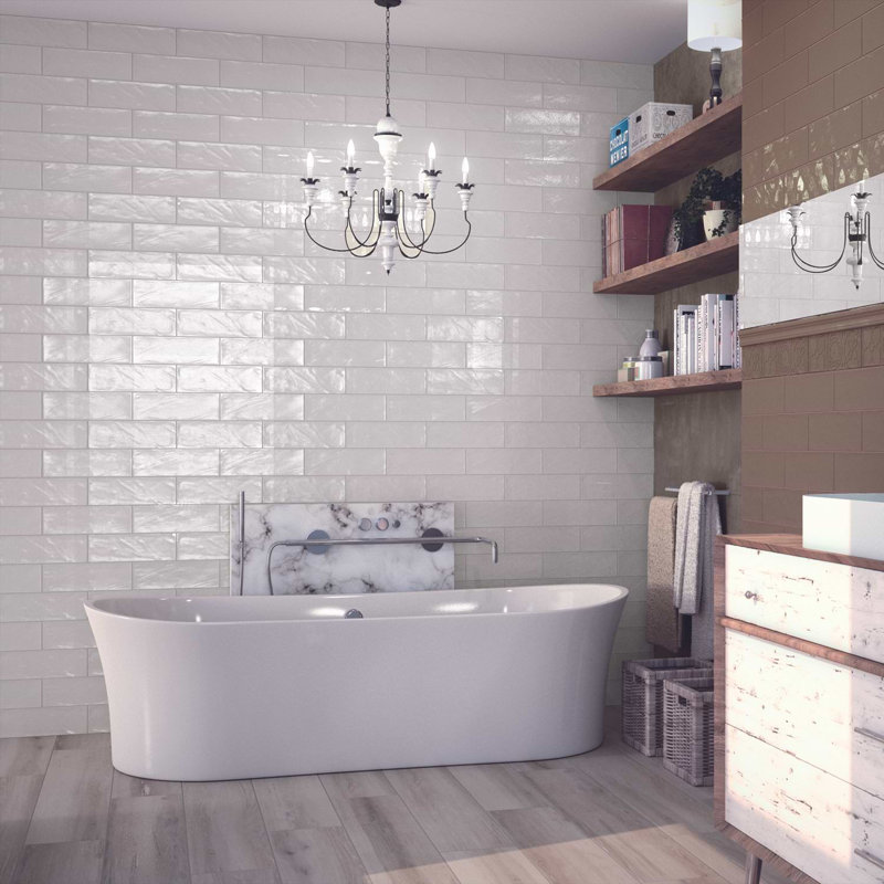 Santa Monica 4x12 Polished Ceramic Subway Tile, White