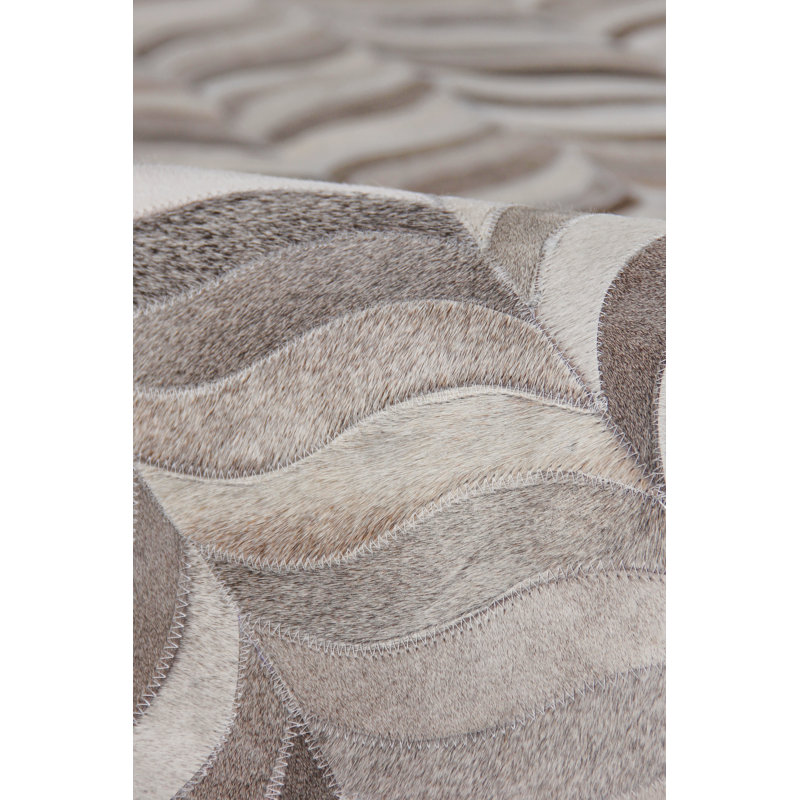 Natural Hide Hand Woven Cowhide Geometric Area Rug, Rectangle 8' x 11'