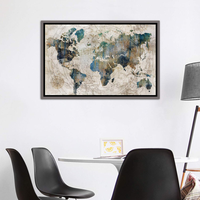Carte céleste par Isabelle Z - reproduction d'art, H 40 po x l 60 po, Toile encadrée, Gris rustique foncé