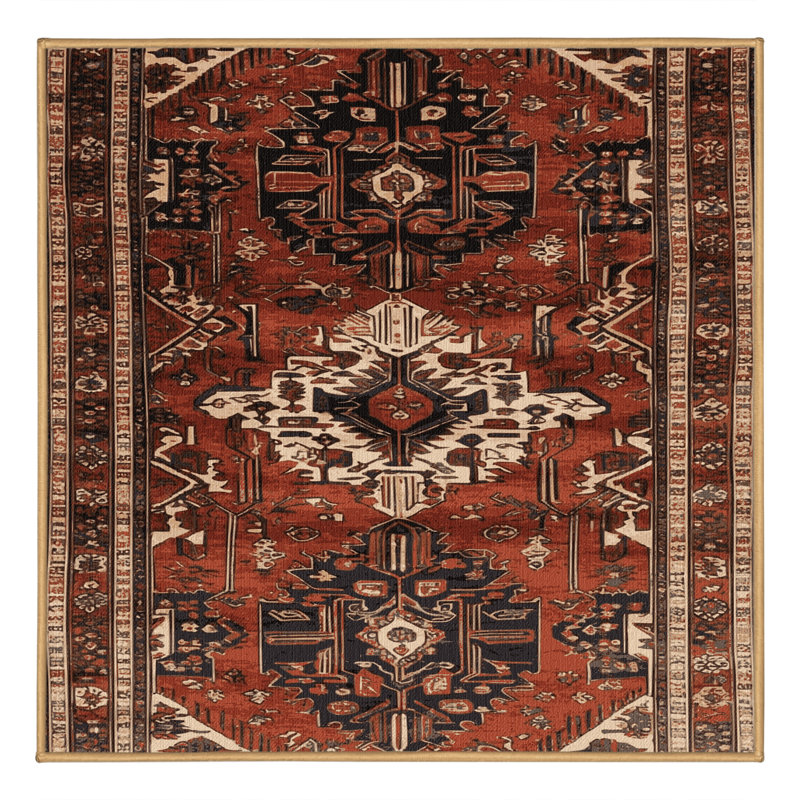 Tapis brun turc lavable à la machine, Carré 4 pi