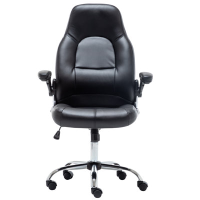 Inbox Zero Adjustable Ergonomic Faux Leather Swiveling PC & Racing Game Chair in Black