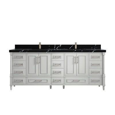 Meuble-lavabo double 84 po avec comptoir en quartz Aberdeen