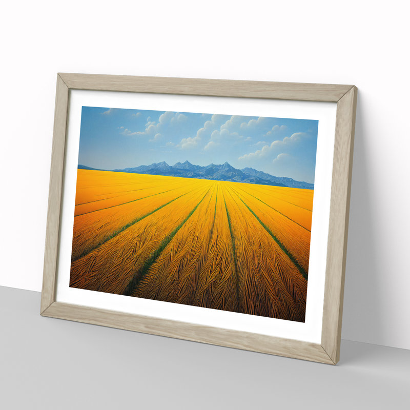 Delightful Wheat Field - Single Picture Frame Print, 34cm H x 46cm W, Oak