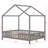 Floor Bed With Canopy, House Shape Bed Frame With High Railings, Wood Bed With Roof-977988930