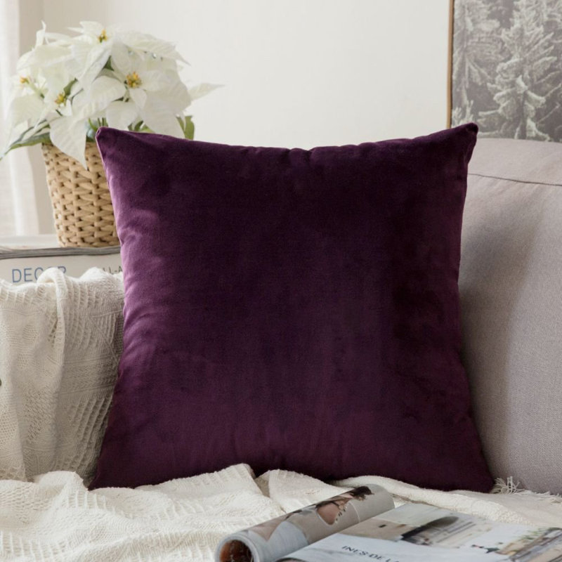 Solid Velvet Reversible Pillow Cover, Purple, 20"H x 20"W