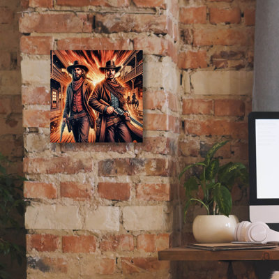  «Two Cowboys» par Rey Klimt, art mural sur toile, 12 po x 12 po