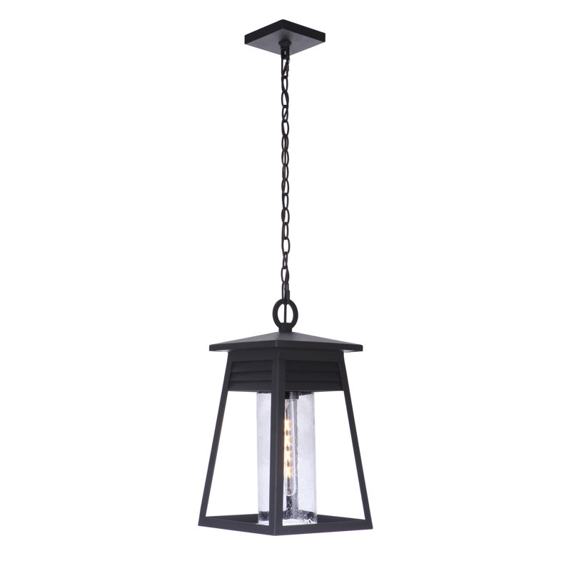 Becca Matte Black 10" Outdoor Pendant with Clear Seeded Glass