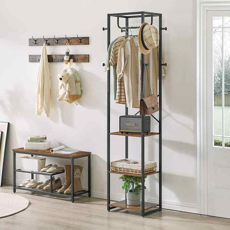Bringewood Freestanding 8 - Hook Coat Rack, Brown