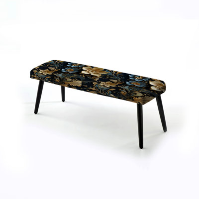 Banc rembourré floral noir