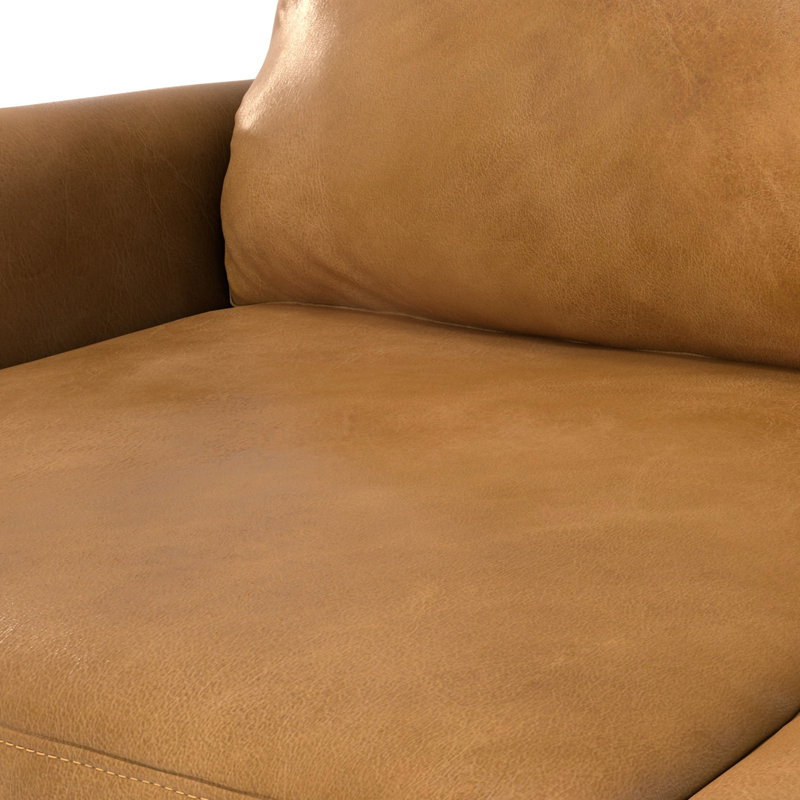 Livingston Sienna Leather 90-Inch Mid-Century Modern Sofa