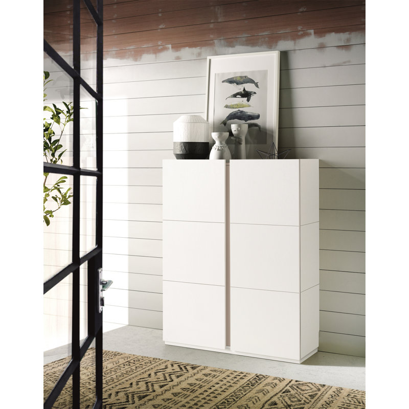 24 Pair Shoe Storage Cabinet, White/Taupe