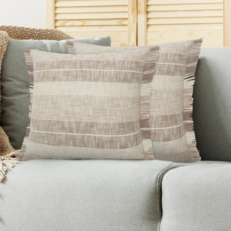 Drus Fringed Throw Pillow Set of 2