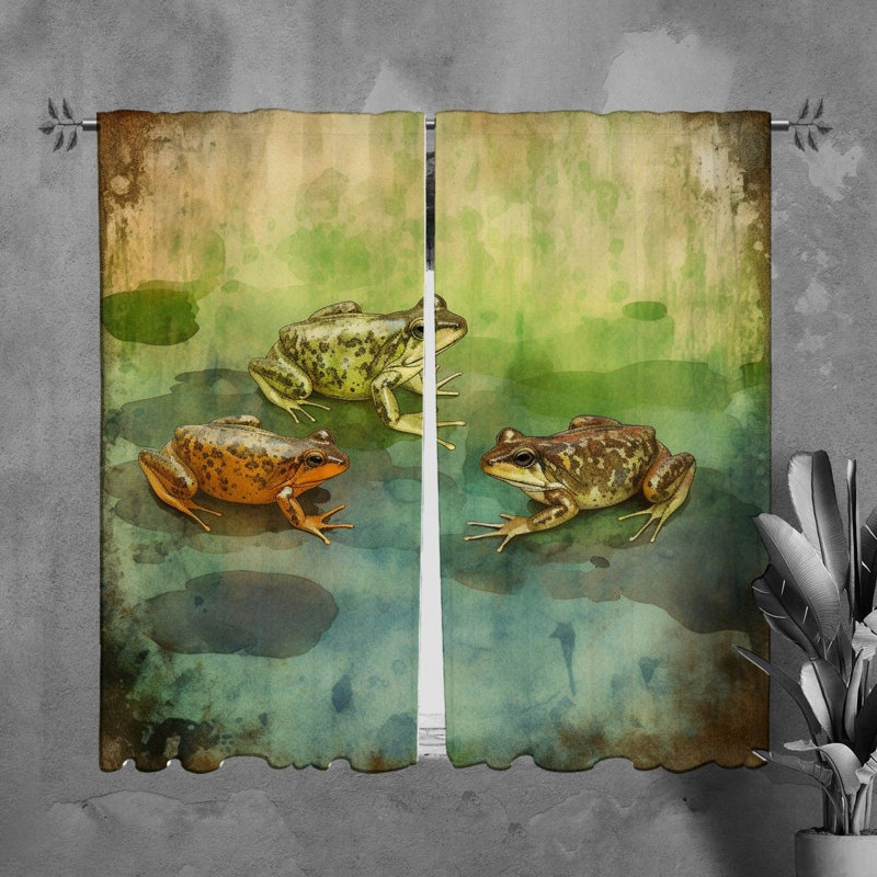 Rideaux de fenêtre grenouille, rideaux verts, L 40 po x L 61 po