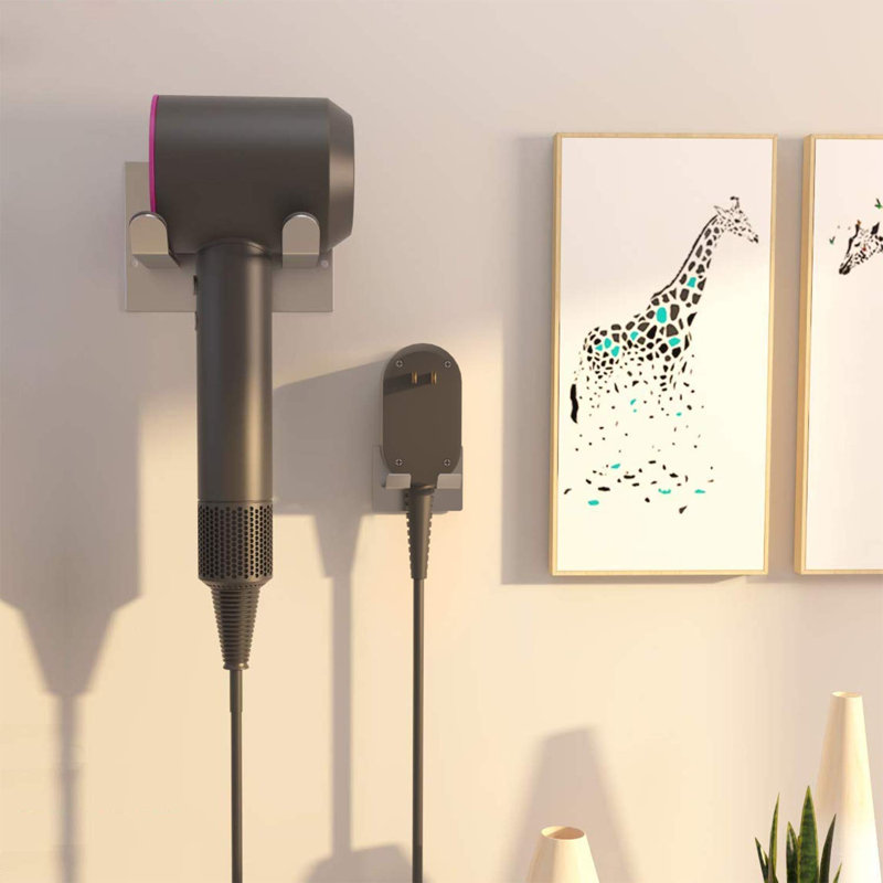 Support de séchoir à cheveux auto-adhésif fixé au mur - Support de séchoir à cheveux adhésif pour salle de bain compatible avec les sèche-cheveux Supersonic