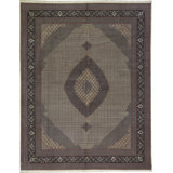 Hand-Knotted High-Quality Ivory and Green Area Rug