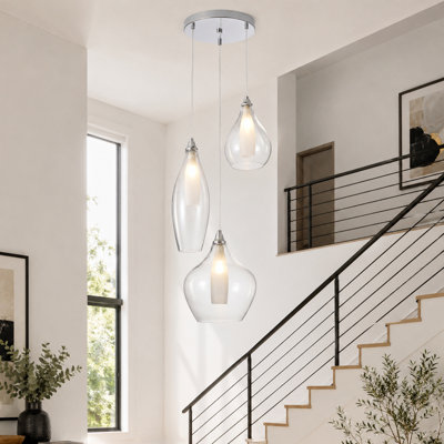 Suspension à 3 lumières en verre avec ampoules G9 incluses
