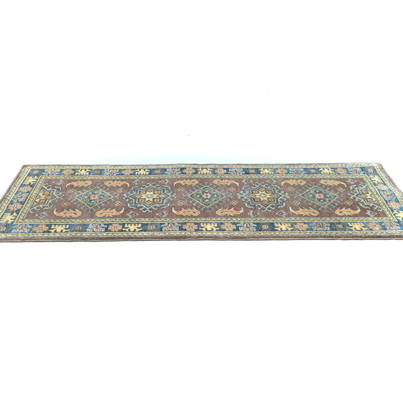 Brown Tribal Geometric 2X6 Kazak Oriental Runner Rug