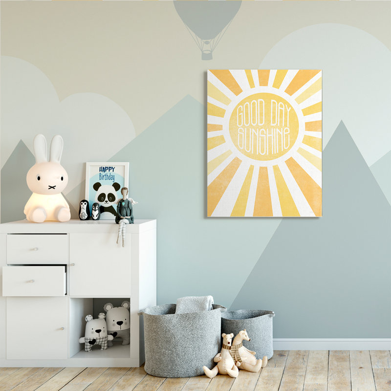 Bonne journée avec rayons de soleil jaune vif, Toile tendue, H 48 po x l 36 po x 1,5 po