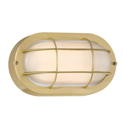 Traditional One-Light, 6-Watt LED Outdoor Exterior Wall Fixture, With Color Temperature Selectable, Modern Brass Finish, White Glass Lens Shade