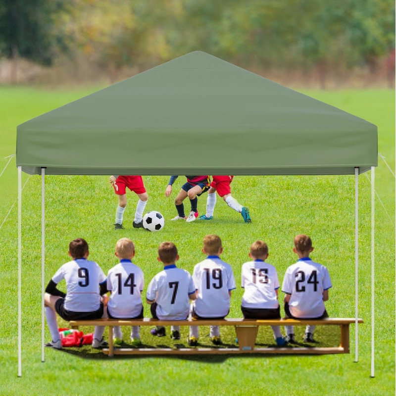 10x10 ft Pop Up Canopy Tent, Outdoor Tent with 3 Adjustable Height, Easy Set Up Canopy with 4 Sandbags & Carrying Bag for Camping, Parties, Outdoor Events